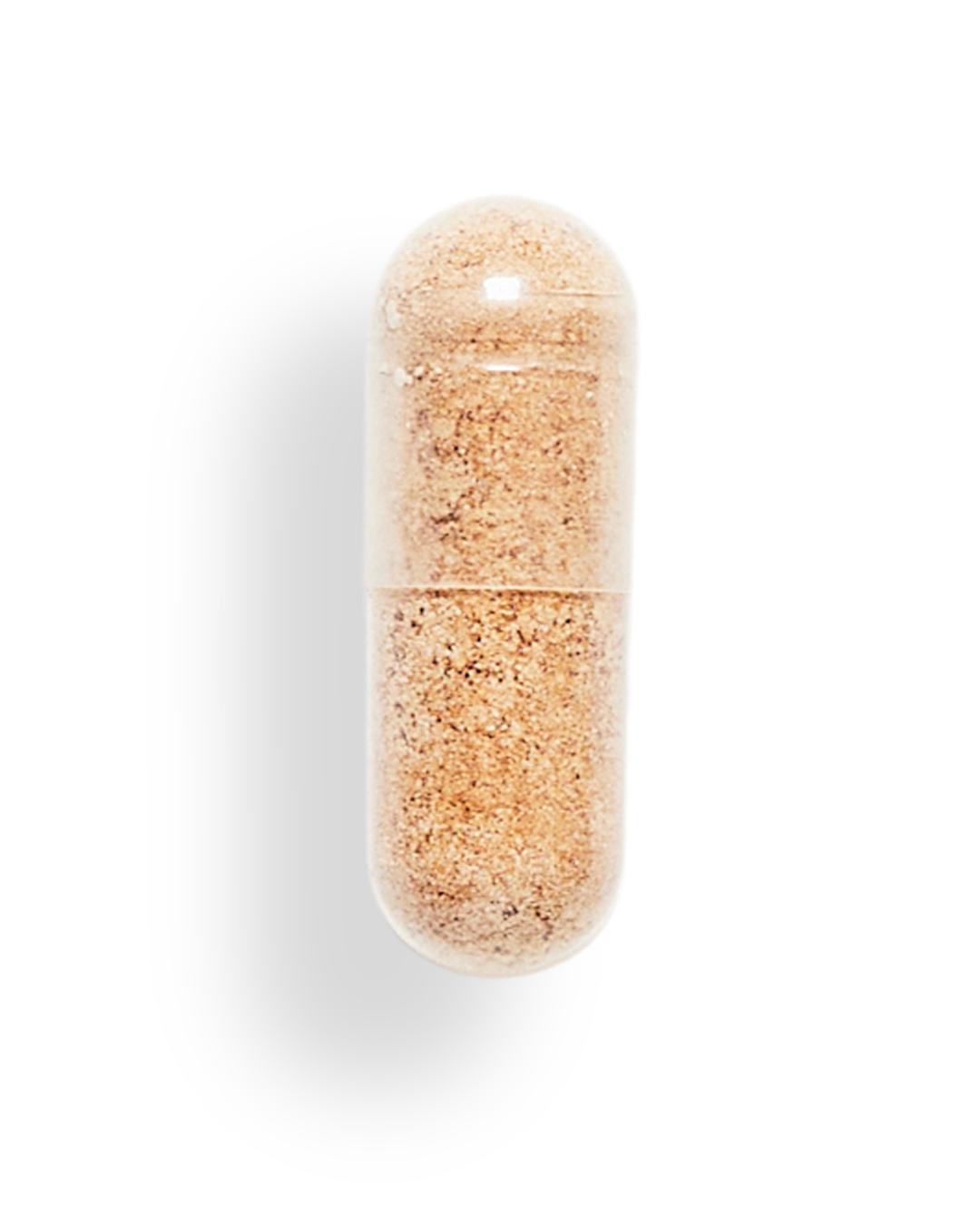 Capsule with cork-like texture on a white background