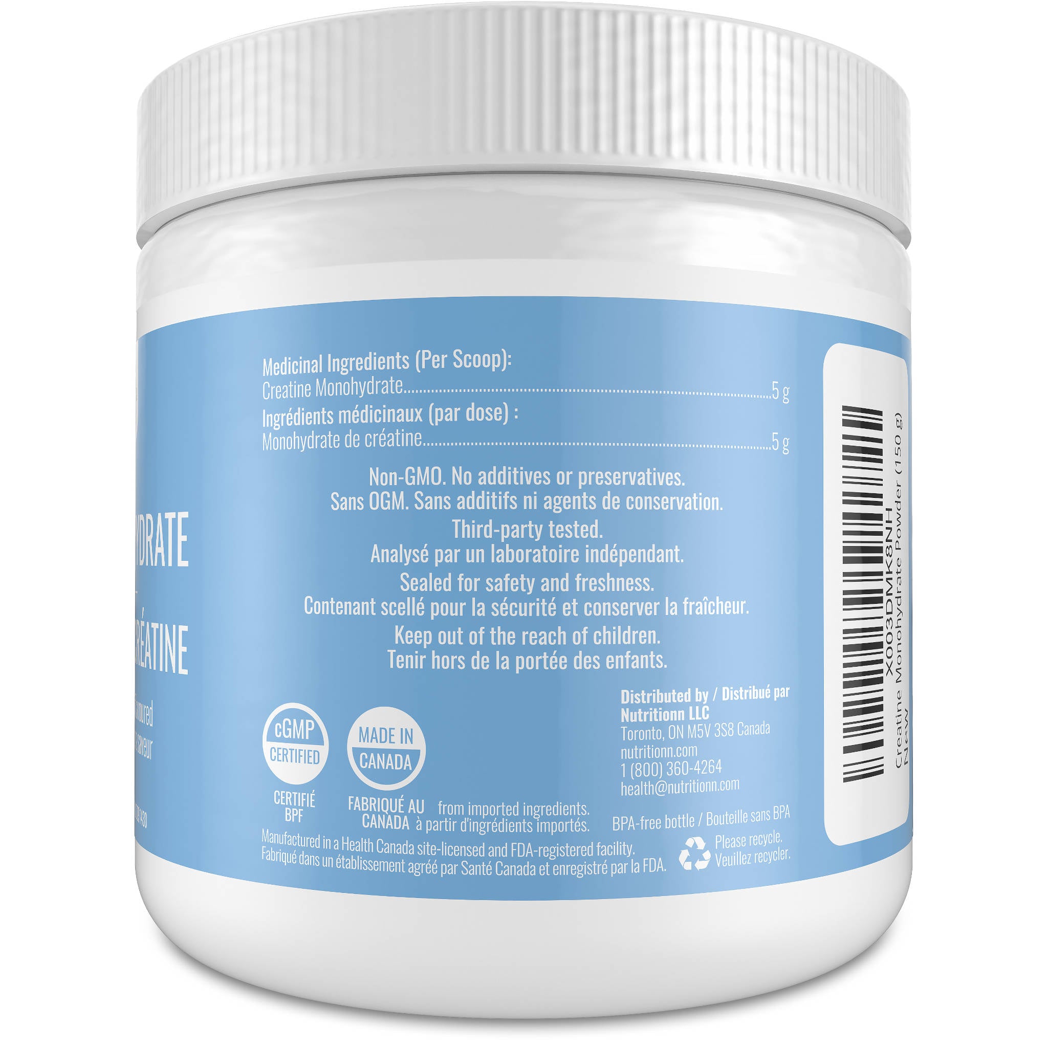 Nutritionn Creatine Monohydrate powder container on a white background