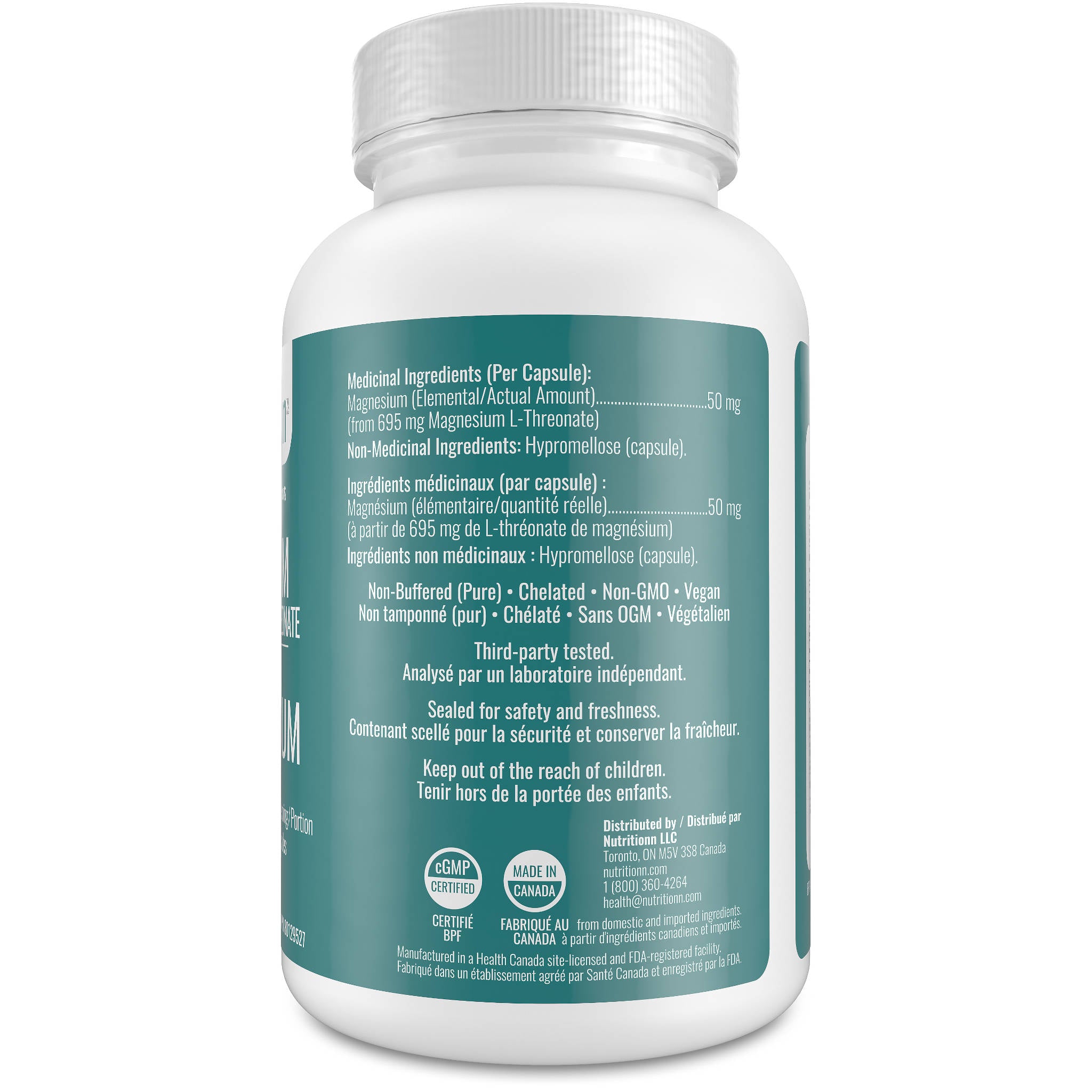 Nutritionn magnesium supplement bottle on a white background