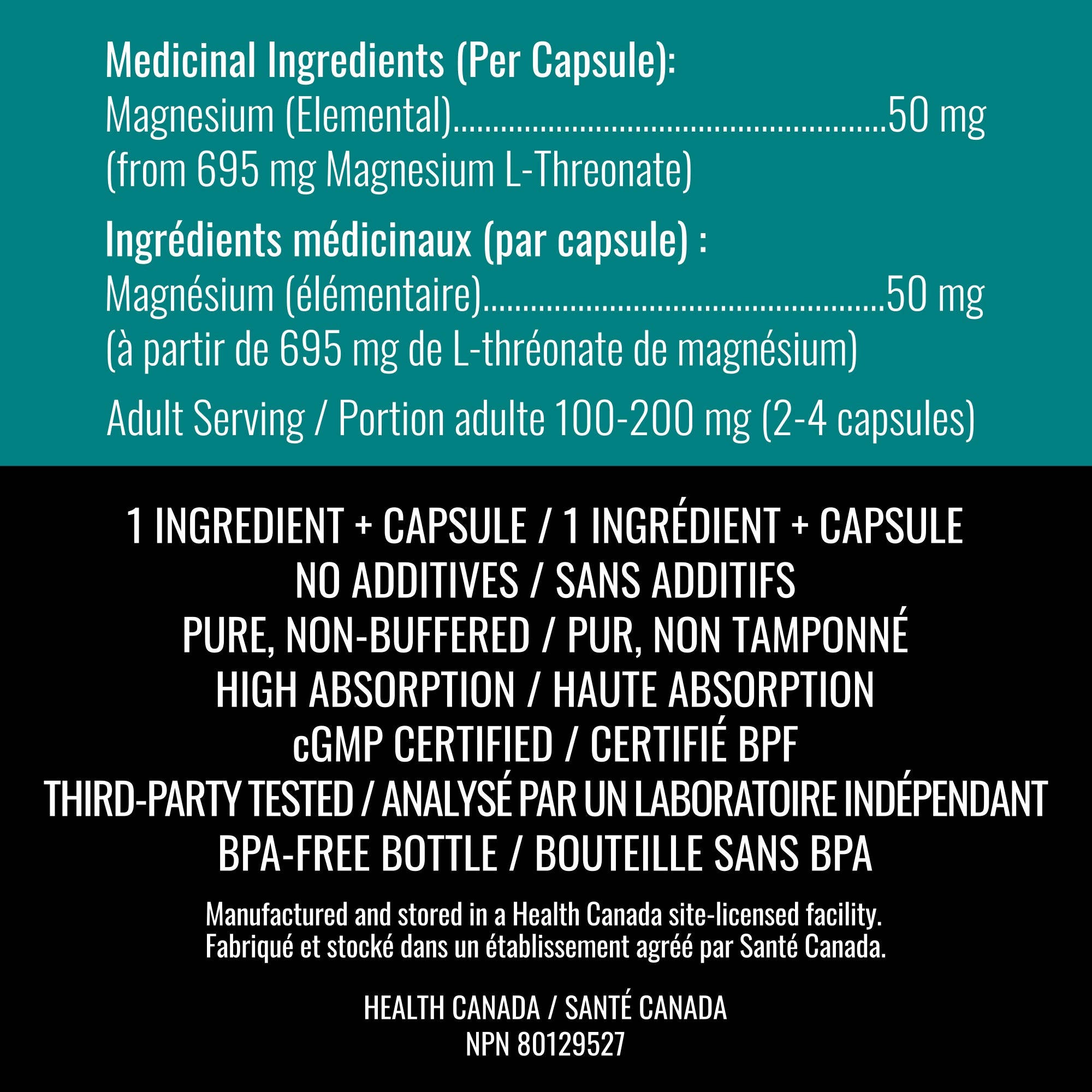 Magnesium L-Threonate (124 Capsules)