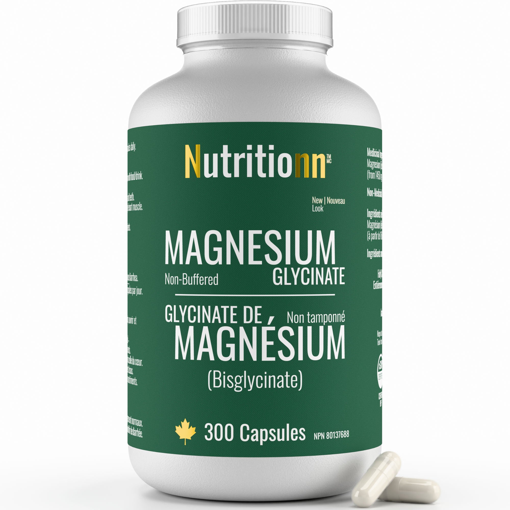 Bottle of Nutritionn Magnesium Glycinate capsules on a white background