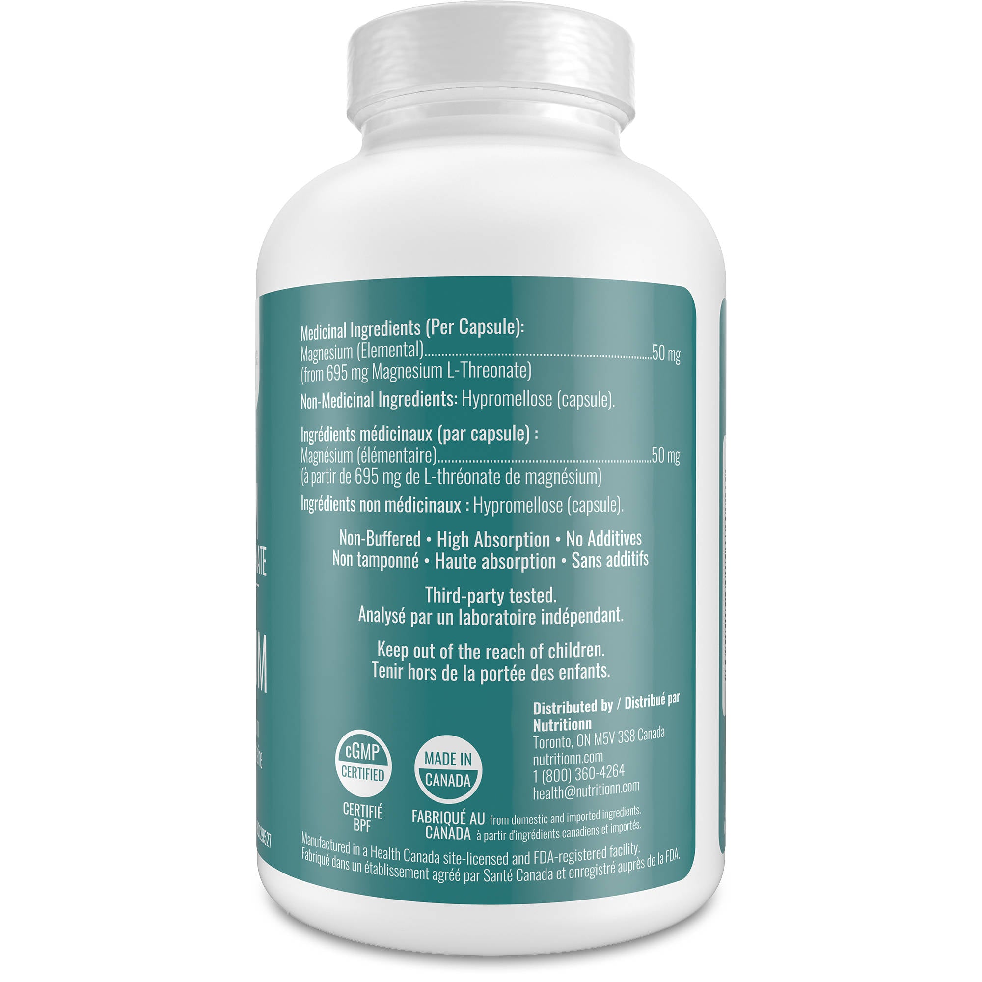 Supplement bottle with label on a white background