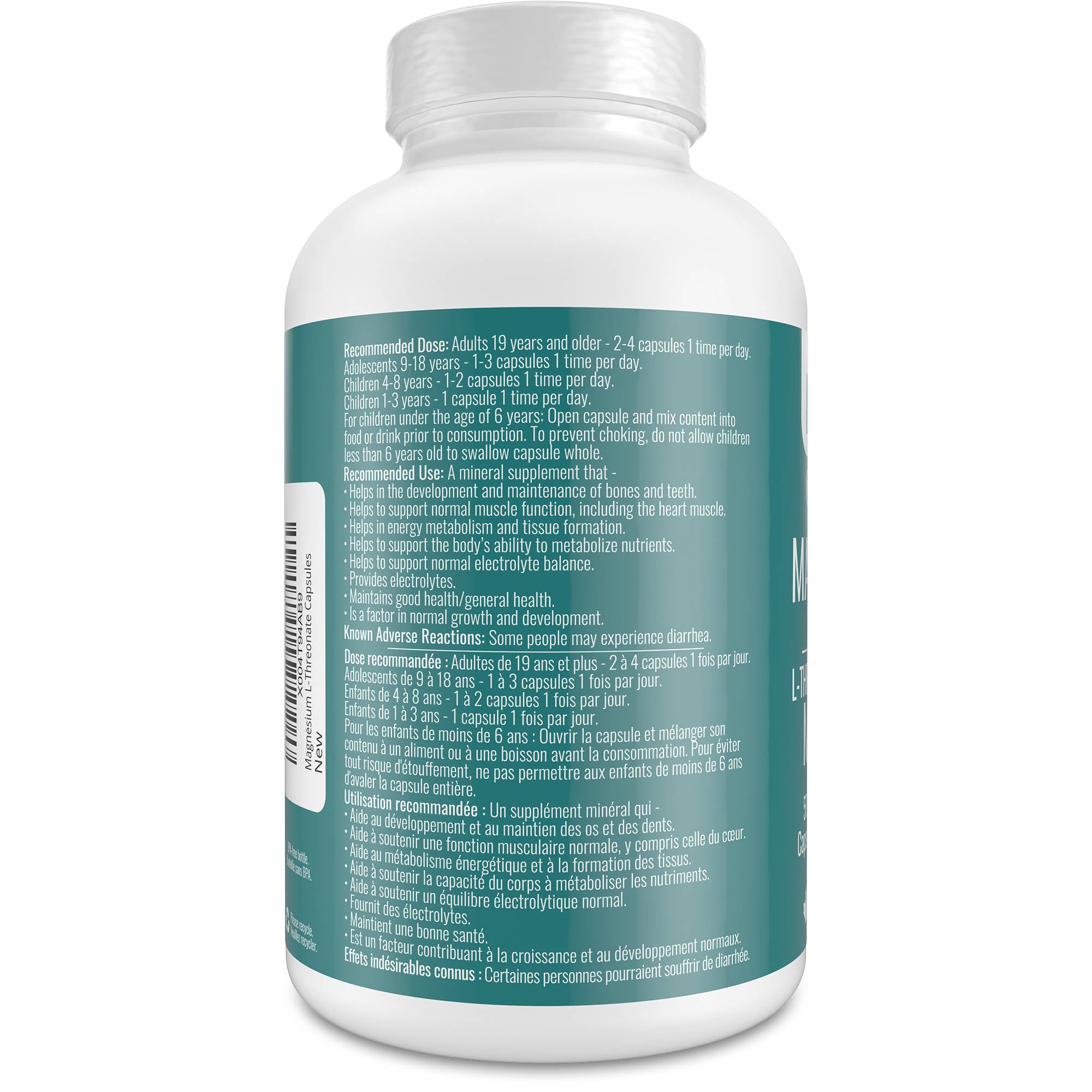 Supplement bottle with label on a white background