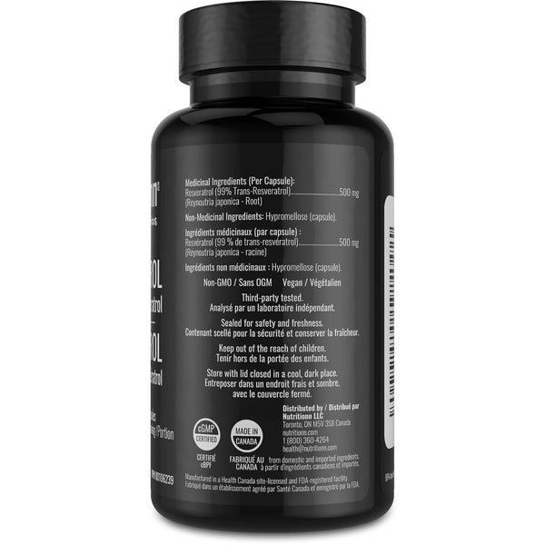 99% Trans-Resveratrol Supplement - 500 mg Capsules - Naturally Sourced ...