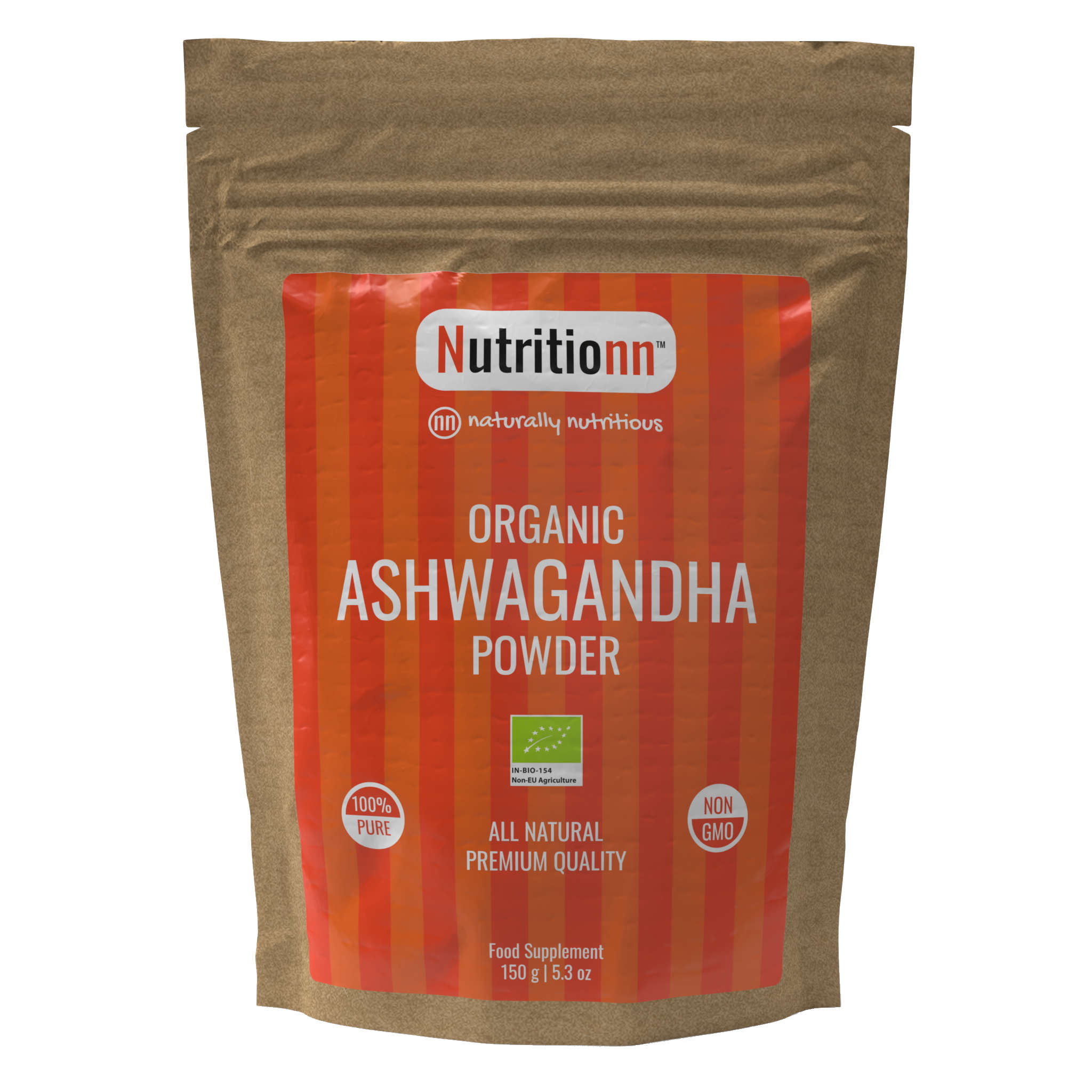 Nutritionmn Ashwagandha supplement powder on a white background